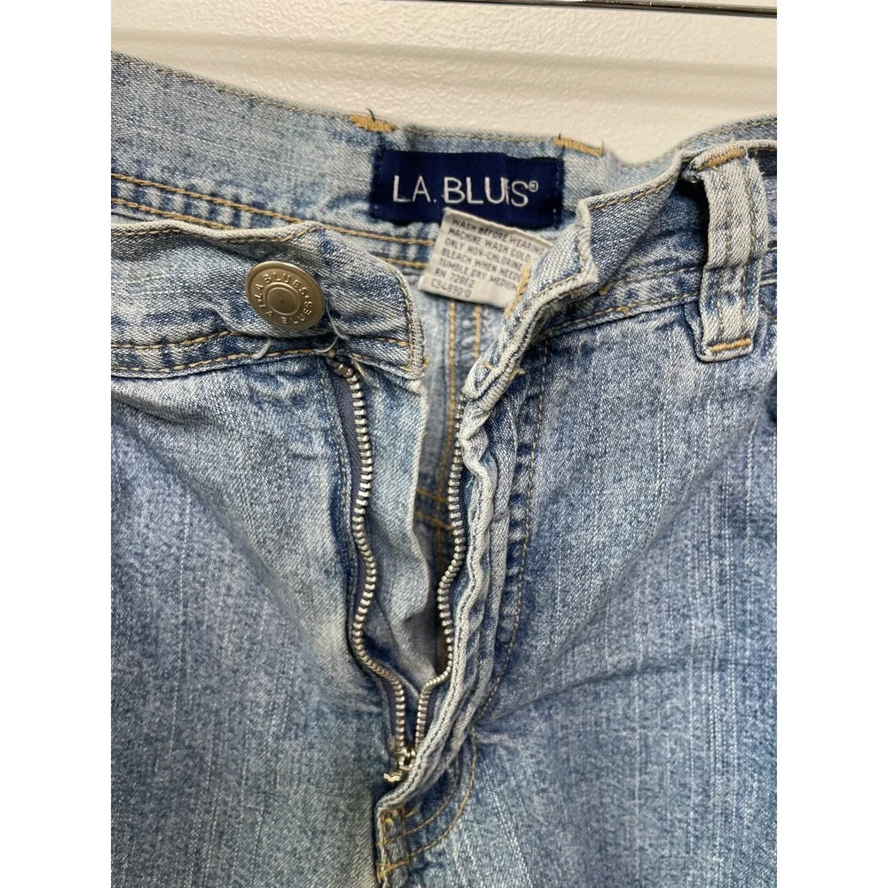 Vintage Y2K‎ LA Blues Light Wash Denim Carpenter Shorts Jorts Women 14 Retro 90s